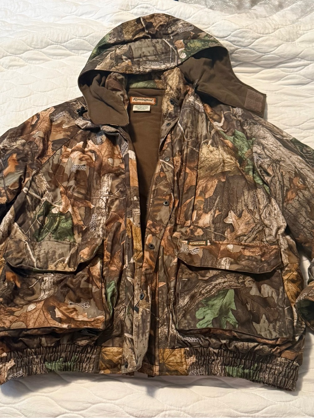 Vintage Remington Men's Camo Hooded Insulated Polyester Jacket 3XL (54-56)